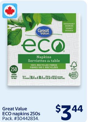 Great Value ECO napkins 250s