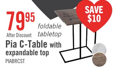 Pia 18" C-Table with Expandable Top - Brown