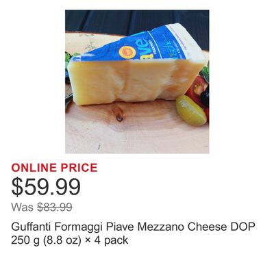 Guffanti Formaggi Piave Mezzano Cheese DOP 250 g (8.8 oz) × 4 pack