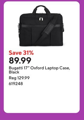 Bugatti 17" Oxford Laptop Case, Black
