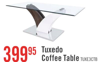 Tuxedo 48" Modern Glass Top Coffee Table - White and Grey with Metal Base