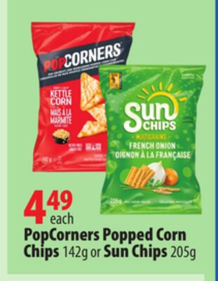 PopCorners Popped Corn Chips 142g or Sun Chips 205g