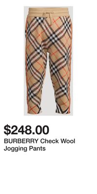BURBERRY Check Wool Jogging Pants