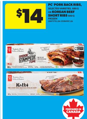 PC® PORK BACK RIBS, 680 G OR KOREAN BEEF SHORT RIBS, 500 G