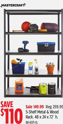 Mastercraft 5-Shelf Metal & Wood Rack