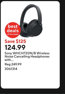 Sony WHCH720N/B Wireless Noise Cancelling Headphones with Microphone - Black