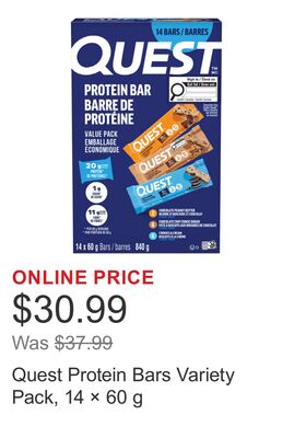 Quest Protein Bars Variety Pack, 14 × 60 g