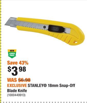 EXCLUSIVE STANLEY® 18mm Snap-Off Blade Knife