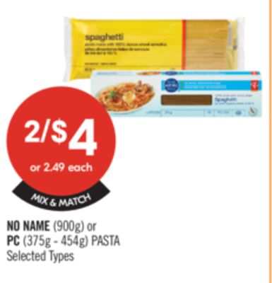NO NAME 900 g or PC 375g - 454g PASTA