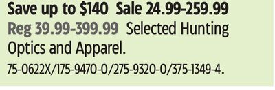 Selected Hunting Optics and Apparel