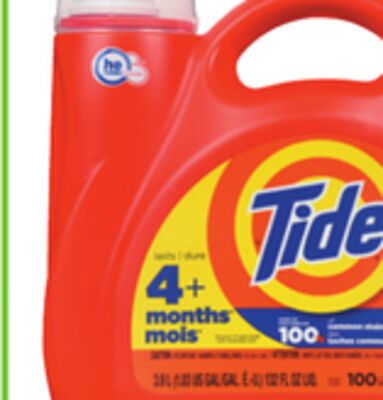 Tide Liquid Detergent 3.46–3.9 L, Pods 45–76 Pack, Gain Flings! 76 Pack, Downy Unstopables 853 g or Ivory Snow