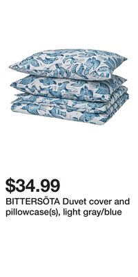 BITTERSÖTA Duvet cover and pillowcase(s), light gray/blue