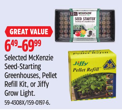 Mckenzie Selected McKenzie Seed-Starting Greenhouses, Pellet Refill Kit, or Jiffy Grow Light
