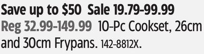 T-fal 10-Pc Cookset, 26cm and 30cm Frypans