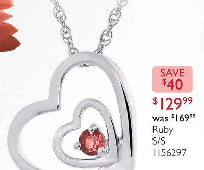 Sterling Silver Ruby Heart Pendant