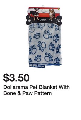 Dollarama Pet Blanket With Bone & Paw Pattern