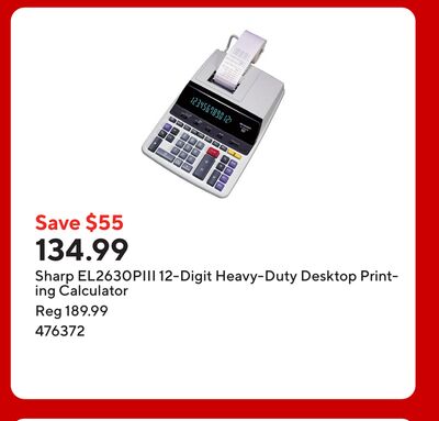 Sharp EL2630PIII 12-Digit Heavy-Duty Desktop Printing Calculator