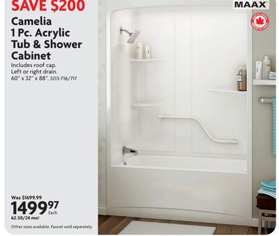 Camelia 1 Pc. Acrylic Tub & Shower Cabinet
