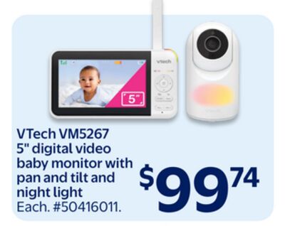 VTech VM5267 5" digital video baby monitor with pan and tilt and night light