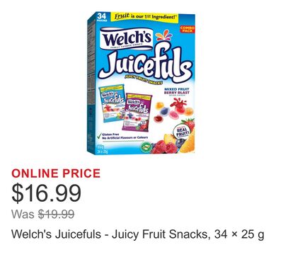 Welch's Juicefuls - Juicy Fruit Snacks, 34 × 25 g