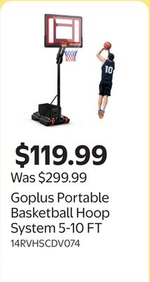 Goplus Portable Basketball Hoop System 5-10 FT