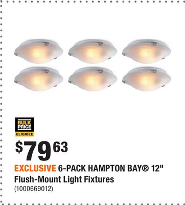 EXCLUSIVE 6-PACK HAMPTON BAY® 12" Flush-Mount Light Fixtures