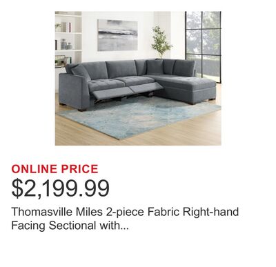 Thomasville Miles 2-piece Fabric Right-hand Facing Sectional with Power Footrests