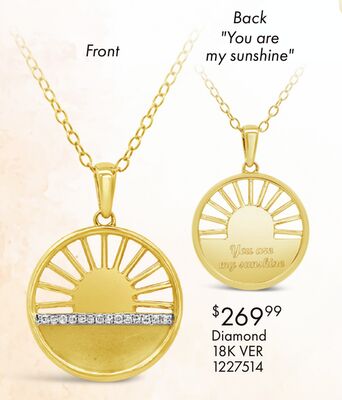 Diamond "You Are My Sunshine" Pendant in 18k Yellow Gold Vermeil