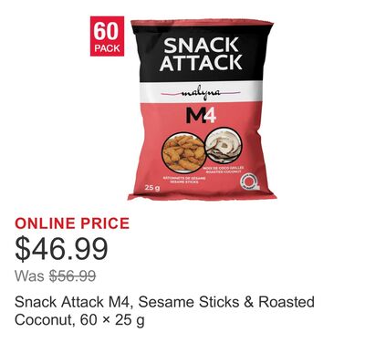 Snack Attack M4, Sesame Sticks & Roasted Coconut, 60 × 25 g