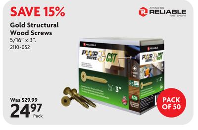 Gold Structural Wood Screws