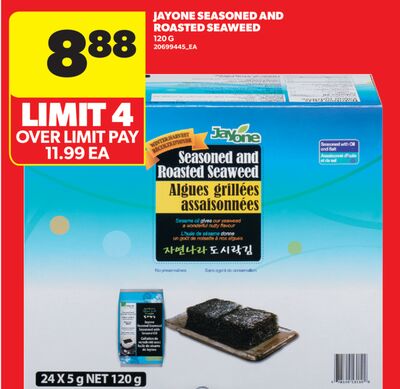 JAYONE SEASONED AND ROASTED SEAWEED, 120 G