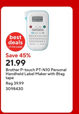 Brother P-touch PT-N10 Personal Handheld Label Maker with Btag tape