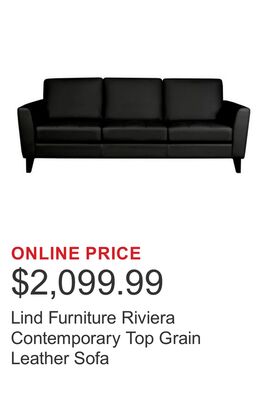 Lind Furniture Riviera Contemporary Top Grain Leather Sofa