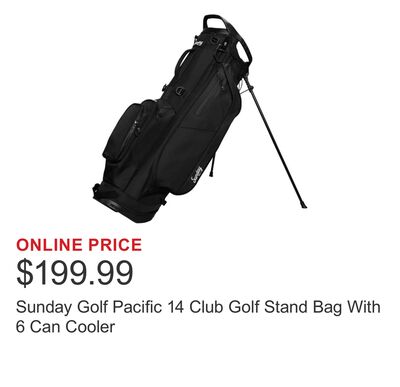Sunday Golf Pacific 14 Club Golf Stand Bag With 6 Can Cooler