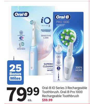 Oral-B IO Series 3 Rechargeable Toothbrush, Oral - B Pro 1000 Rechargeable Toothbrush