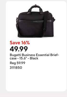 Bugatti Business Essential Briefcase - 15.6" - Black