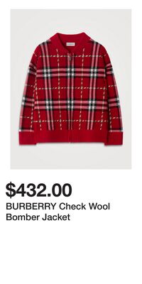 BURBERRY Check Wool Bomber Jacket