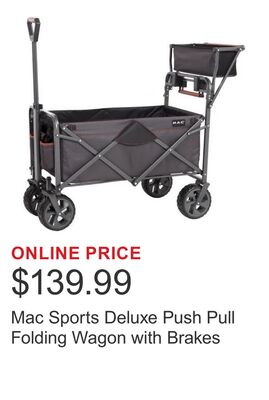 Mac Sports Deluxe Push Pull Folding Wagon with Brakes