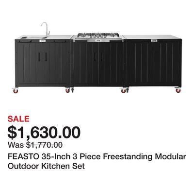 FEASTO 35-Inch 3 Piece Freestanding Modular Outdoor Kitchen Set