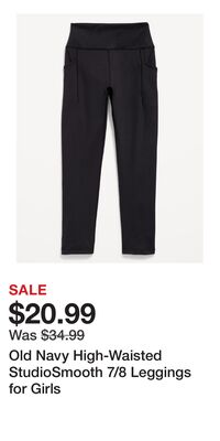 Old Navy High-Waisted StudioSmooth 7/8 Leggings for Girls