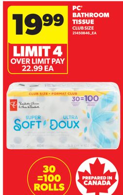 PC® BATHROOM TISSUE, 30 = 100 ROLLS