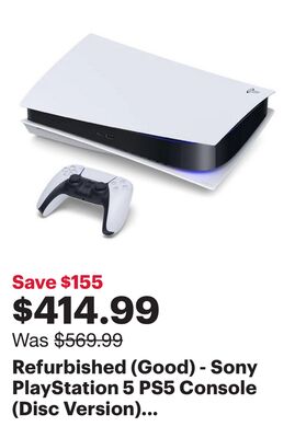 Refurbished (Good) - Sony PlayStation 5 PS5 Console (Disc Version) *NO STAND*