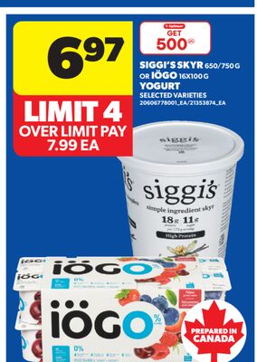 SIGGI'S SKYR, 650/750 G OR IÖGO, 16X100 G YOGURT
