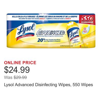 Lysol Advanced Disinfecting Wipes, 550 Wipes