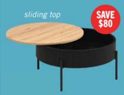 Trove 29.72" Coffee Table with Sliding Top and Storage - Black