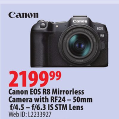 Canon EOS R8 Mirrorless Camera with RF24 – 50mm f/4.5 – f/6.3 IS STM Lens