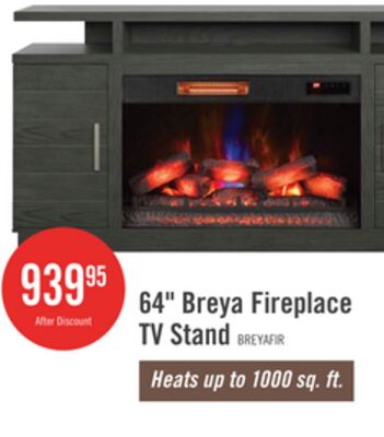 Breya 64" Modern Electric Fireplace TV Stand with Storage & USB Charging for TVs up to 70"- Grey