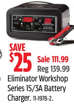 MotoMaster Eliminator Workshop Series 15/3A Battery Charger