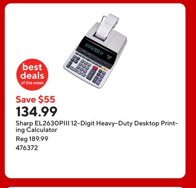 Sharp EL2630PIII 12-Digit Heavy-Duty Desktop Printing Calculator