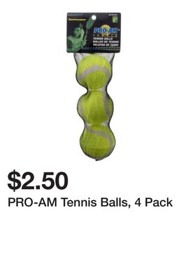 PRO-AM Tennis Balls, 4 Pack